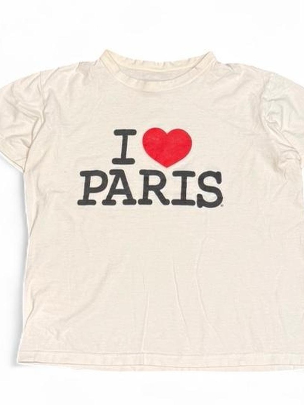 Y2K I Heart Paris White Cropped Graphic Tee